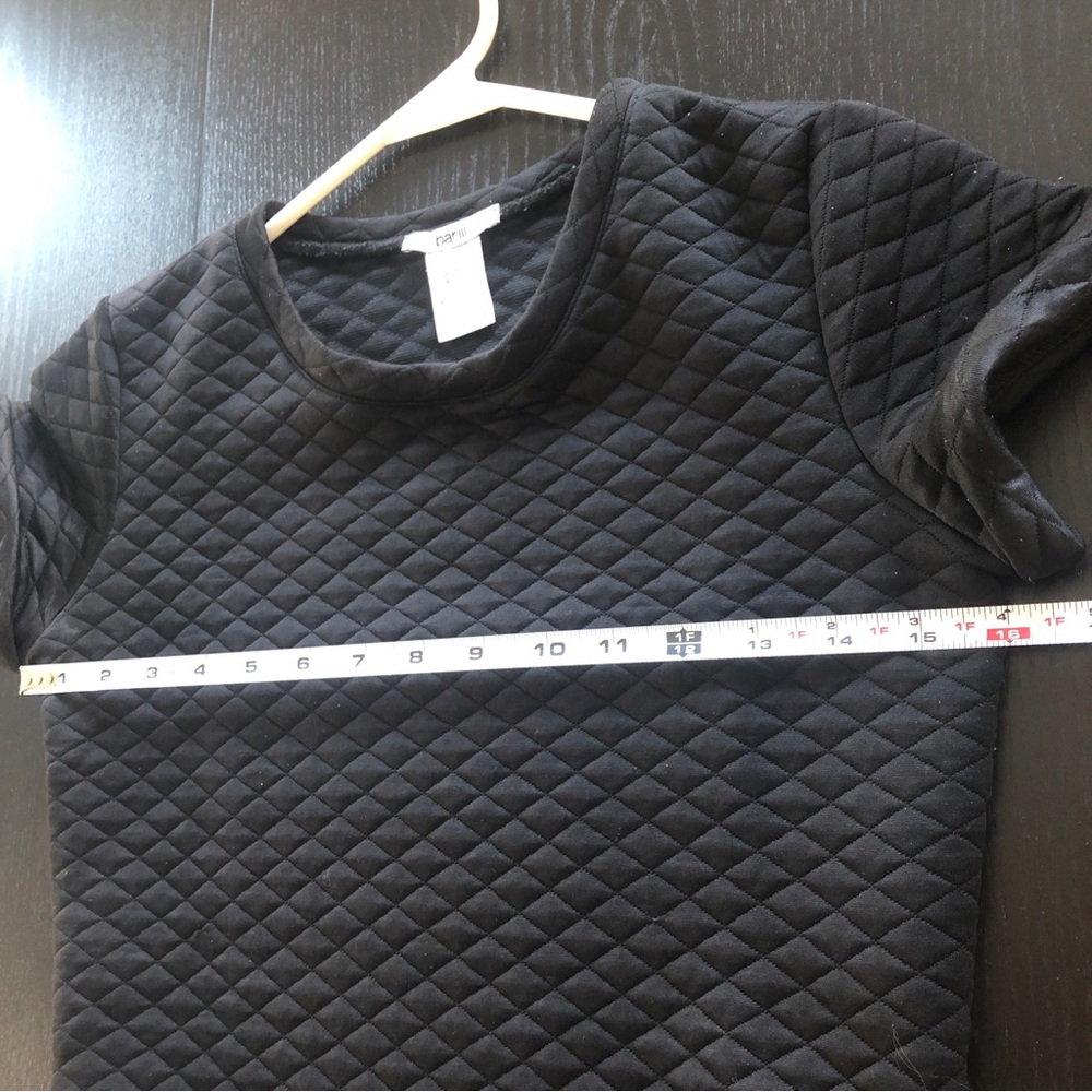 Bar III Black Crop Top with Quilted Texture and Cuffed Sleeve, Size XS - Picture 8 of 9